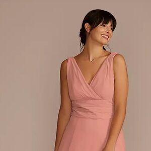 David’s Bridal Long Chiffon Surplice Tank Dress